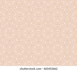 Abstract Vector seamless pattern with abstract floral and leave style. Repeating sample figure and line. For modern interiors design, wallpaper, textile industry. Beige color