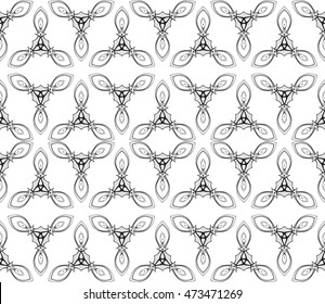 Abstract Vector seamless pattern with abstract floral and leave style. Repeating sample figure and line. For modern interiors design, wallpaper, textile industry