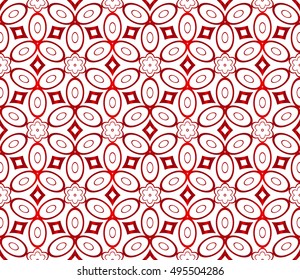 Abstract Vector seamless pattern with abstract floral and leave style. Repeating sample figure and line. red gradient. For modern interiors design, wallpaper, textile industry
