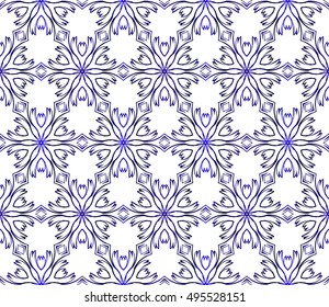 Abstract Vector seamless pattern with abstract floral and leave style. Repeating sample figure and line. blue gradient. For modern interiors design, wallpaper, textile industry