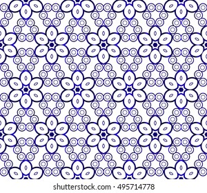 Abstract Vector seamless pattern with abstract floral and leave style. Repeating sample figure and line. blue gradient. For modern interiors design, wallpaper, textile industry