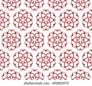 Abstract Vector seamless pattern with abstract floral and leave style. Repeating sample figure and line. red gradient. For modern interiors design, wallpaper, textile industry