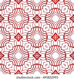 Abstract Vector seamless pattern with abstract floral and leave style. Repeating sample figure and line. red gradient. For modern interiors design, wallpaper, textile industry