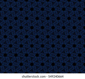 Abstract vector seamless pattern with abstract floral and leave style. blue, black color. For modern interiors design, wallpaper, textile industry