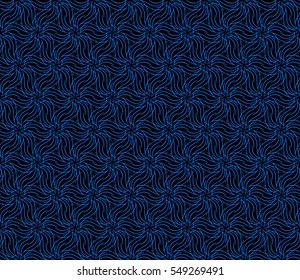 Abstract vector seamless pattern with abstract floral and leave style. blue, black color. For modern interiors design, wallpaper, textile industry