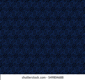 Abstract vector seamless pattern with abstract floral and leave style. blue, black color. For modern interiors design, wallpaper, textile industry