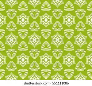 Abstract vector seamless pattern with abstract floral and leave style. green color. For modern interiors design, wallpaper, textile industry