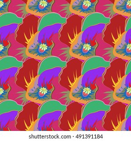 Abstract vector seamless pattern flower design. Varicolored seamless background. Floral seamless pattern. Textile print for bed linen, jacket, package design, fabric and fashion concepts.
