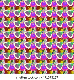 Abstract vector seamless pattern flower design. Varicolored seamless background. Floral with pattern watercolor effect. Textile print for bed linen, jacket, package design, fabric and fashion concepts