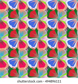 Abstract vector seamless pattern flower design. Varicolored seamless background. Floral seamless pattern. Textile print for bed linen, jacket, package design, fabric and fashion concepts.