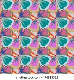 Abstract vector seamless pattern flower design. Varicolored seamless background. Floral seamless pattern. Textile print for bed linen, jacket, package design, fabric and fashion concepts.