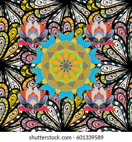 Abstract vector seamless pattern flower design in colors. Floral seamless pattern with watercolor effect. Textile print for bed linen, jacket, package design, fabric and fashion concepts.