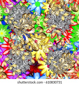 Abstract vector seamless pattern flower design, colorful. Floral pattern with watercolor effect. Textile print for bed linen, jacket, package design, fabric and fashion concepts.