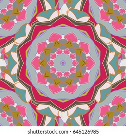 Abstract vector seamless pattern flower design in red colors. Floral seamless pattern with watercolor effect.