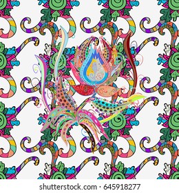 Abstract vector seamless pattern flower design in blue and pink colors. Floral seamless pattern with watercolor effect. Textile print for bed linen, jacket, package design, fabric and fashion concepts