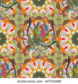 Abstract vector seamless pattern flower design in blue colors. Floral seamless pattern with watercolor effect. Textile print for bed linen, jacket, package design, fabric and fashion concepts.
