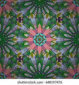 Abstract vector seamless pattern flower design in blue and pink colors. Floral seamless pattern with watercolor effect. Textile print for bed linen, jacket, package design, fabric and fashion concepts