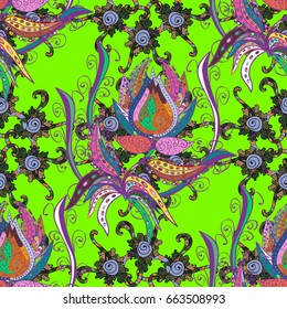 Abstract vector seamless pattern flower design in colors. Floral seamless pattern with watercolor effect. Textile print for bed linen, jacket, package design, fabric and fashion concepts.