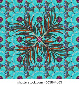 Abstract vector seamless pattern flower design in colors. Floral seamless pattern with watercolor effect. Textile print for bed linen, jacket, package design, fabric and fashion concepts.
