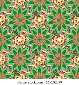 Abstract vector seamless pattern flower design in colors. Floral seamless pattern with watercolor effect. Textile print for bed linen, jacket, package design, fabric and fashion concepts.