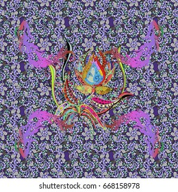 Abstract vector seamless pattern flower design in colors. Floral seamless pattern with watercolor effect. Textile print for bed linen, jacket, package design, fabric and fashion concepts.