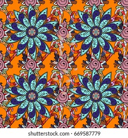 Abstract vector seamless pattern flower design in colors. Floral seamless pattern with watercolor effect. Textile print for bed linen, jacket, package design, fabric and fashion concepts.