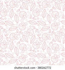 Abstract vector seamless pattern with flowers, leaves and swirls. 