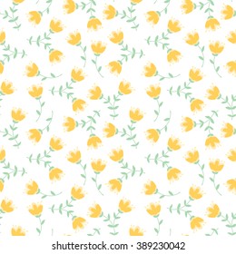 Abstract vector seamless pattern with flowers, leaves and swirls.