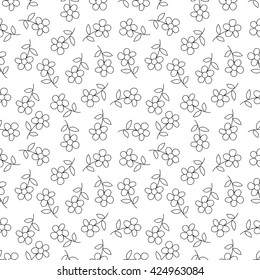 Abstract vector seamless pattern with flowers. Flower monochrome cute print.  Abstract black and white flower background.