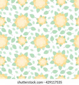 Abstract vector seamless pattern with flowers and leaves. Rose print.