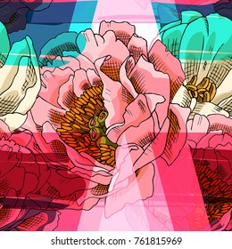 Abstract vector seamless pattern with flowers 2