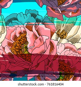 Abstract vector seamless pattern with flowers 7