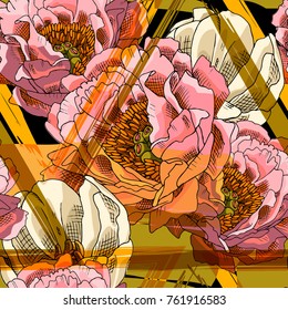 Abstract vector seamless pattern with flowers 6