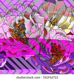 Abstract vector seamless pattern with flowers 11