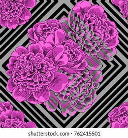 Abstract vector seamless pattern with flowers 1