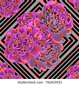 Abstract vector seamless pattern with flowers 3