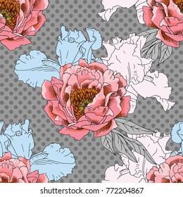 Abstract vector seamless pattern with flowers 2