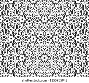 Abstract Vector seamless pattern with geometric style. Repeating sample figure and line. For modern interiors design, wallpaper, textile industry. White and black