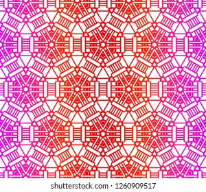 Abstract Vector Seamless Pattern With Abstract Geometric Style. Repeating Sample Figure And Line. For Fashion Interiors Design, Wallpaper, Textile Industry. Gradient color.