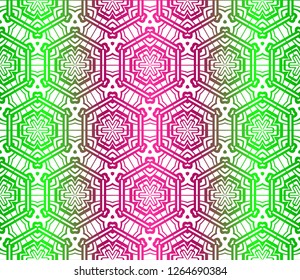 Abstract Vector Seamless Pattern With Abstract Geometric Style. Repeating Sample Figure And Line. For Fashion Interiors Design, Wallpaper, Textile Industry. Gradient color.