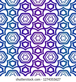 Abstract Vector Seamless Pattern With Abstract Geometric Style. Repeating Sample Figure And Line. For Fashion Interiors Design, Wallpaper, Textile Industry. Gradient color.