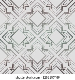 Abstract Vector Seamless Pattern With Abstract Geometric Style. Repeating Sample Figure And Line. Grey, green color.
