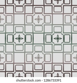Abstract Vector Seamless Pattern With Abstract Geometric Style. Repeating Sample Figure And Line. Grey, green color.