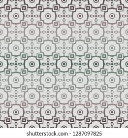 Abstract Vector Seamless Pattern With Abstract Geometric Style. Repeating Sample Figure And Line. Grey, green color.