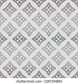 Abstract Vector Seamless Pattern With Abstract Geometric Style. Repeating Sample Figure And Line. Grey, green color.