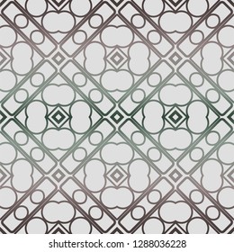 Abstract Vector Seamless Pattern With Abstract Geometric Style. Repeating Sample Figure And Line. Grey, green color.