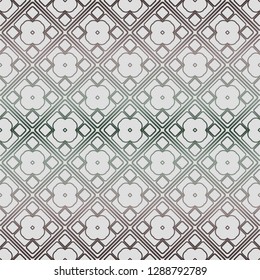 Abstract Vector Seamless Pattern With Abstract Geometric Style. Repeating Sample Figure And Line. Grey, green color.
