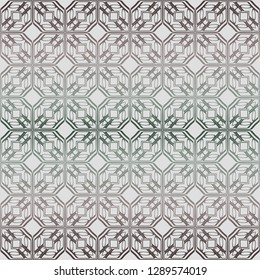 Abstract Vector Seamless Pattern With Abstract Geometric Style. Repeating Sample Figure And Line. Grey, green color.