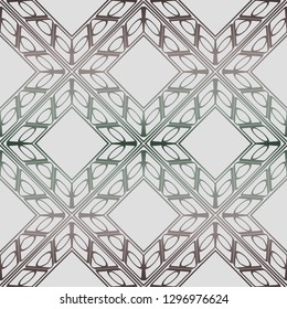 Abstract Vector Seamless Pattern With Abstract Geometric Style. Repeating Sample Figure And Line. Grey, green color.