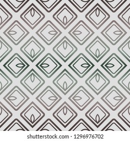 Abstract Vector Seamless Pattern With Abstract Geometric Style. Repeating Sample Figure And Line. Grey, green color.